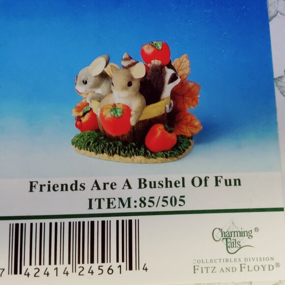Fitz and Floyd Charming Tails: Friends Are A Bushel Of Fun - 85/505 In Box - Picture 5 of 9